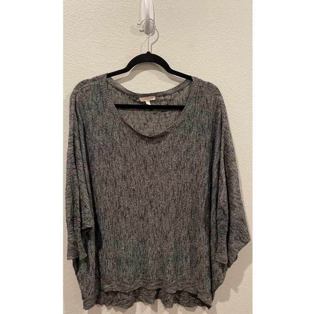 EILEEN FISHER Linen Dolman Sleeve Grey Sweater
